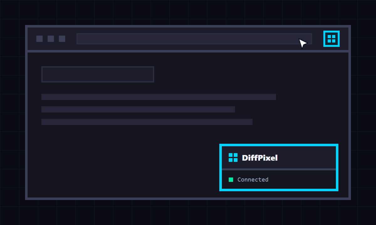 Opening the DiffPixel floating panel from the Chrome toolbar